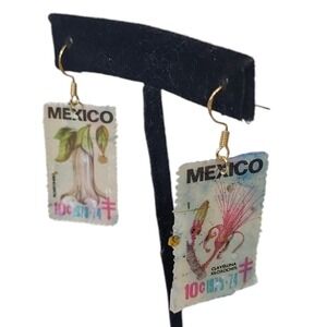18k Gold Plated Mexico Cactus Resin Stamp Earrings